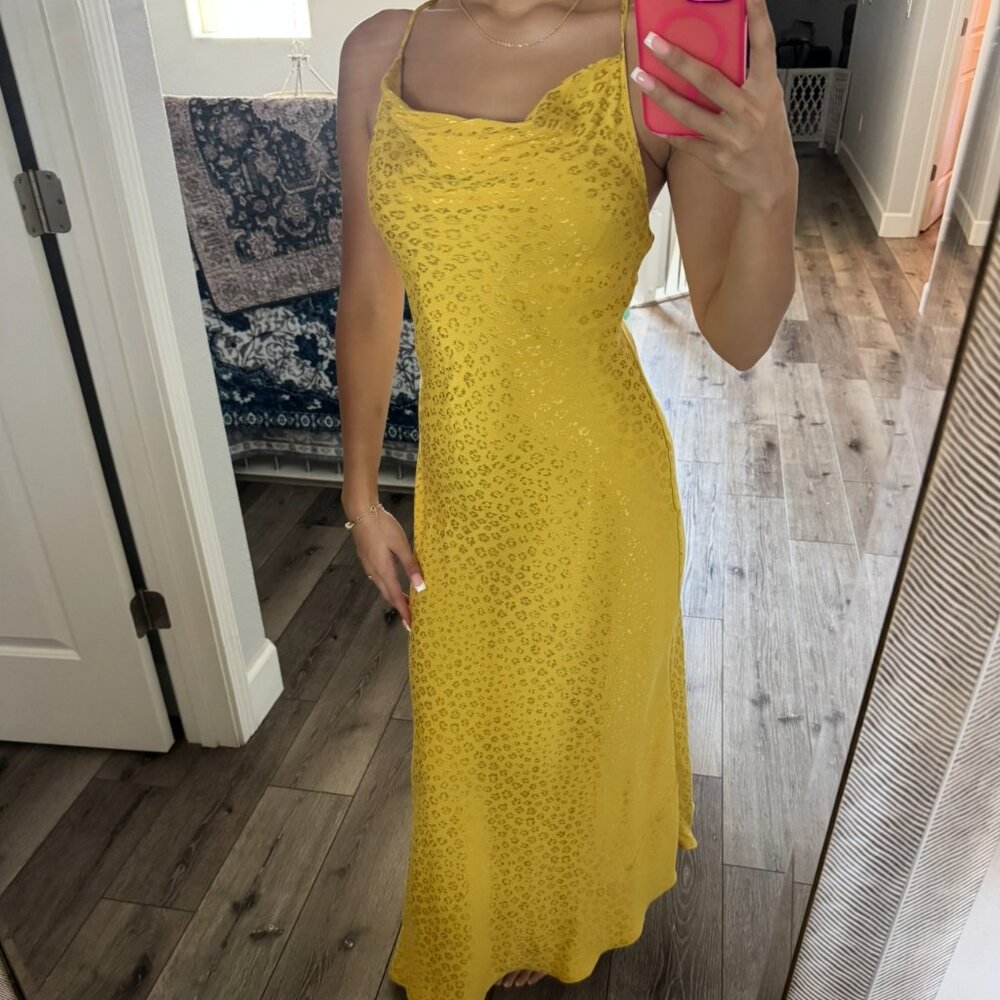 Halogen Cowl Neck Yellow Dress in Excellent Condition